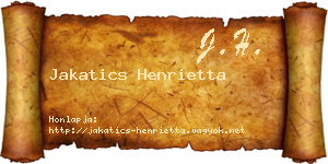 Jakatics Henrietta névjegykártya